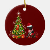 Schwarzer Mops mit Hat Scanner Weihnachten Keramik Ornament (Vorne)