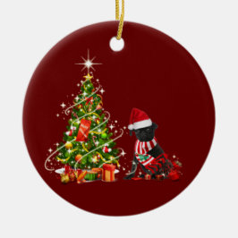 Schwarzer Mops mit Hat Scanner Weihnachten Keramik Ornament