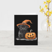 Schwarzer Mops mit Hexenhut und KürbisHalloween-Mo Karte (Gelbe Blume)