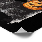 Schwarzer Mops mit Hexenhut und KürbisHalloween-Mo Poster (Ecke)
