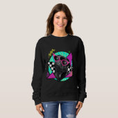 Schwarzer Mops mit rosa Sonnenbrille Klassischer T Sweatshirt (Vorne ganz)