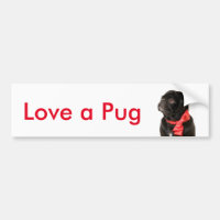 Schwarzer Mops mit roter Bogen Liebe ein Mops
