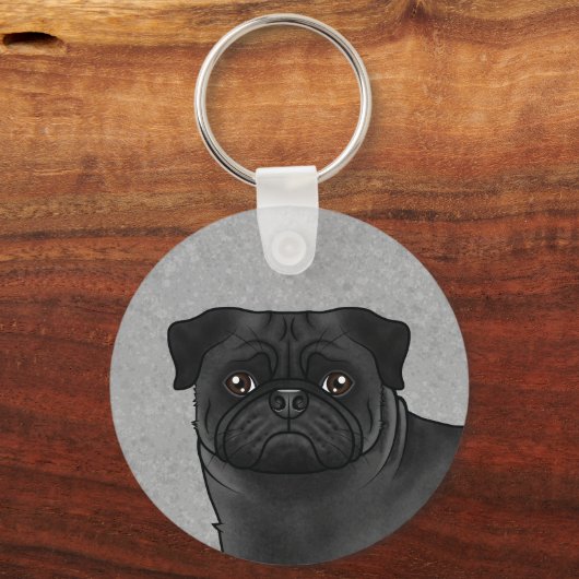 Schwarzer Mops Mops Hund Kopf Nah-up und Individue Schlüsselanhänger (Vorderseite)
