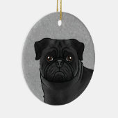 Schwarzer Mops Mops Hunde Rasse Design Niedlicher  Keramik Ornament (Rechts)