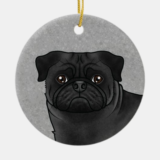 Schwarzer Mops Mops Hunde Rasse Design Niedlicher  Keramik Ornament (Vorne)