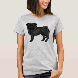 Schwarzer Mops Mops Hunde Zucht Niedlicher Cartoon T-Shirt