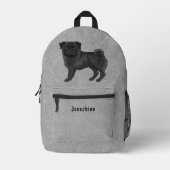 Schwarzer Mops Mops Hundedesign mit benutzerdefini Bedruckter Rucksack (Vorderseite)