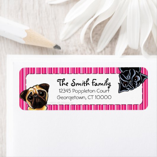 Schwarzer Mops Mops nach oben Rosa Streifen (Insitu)