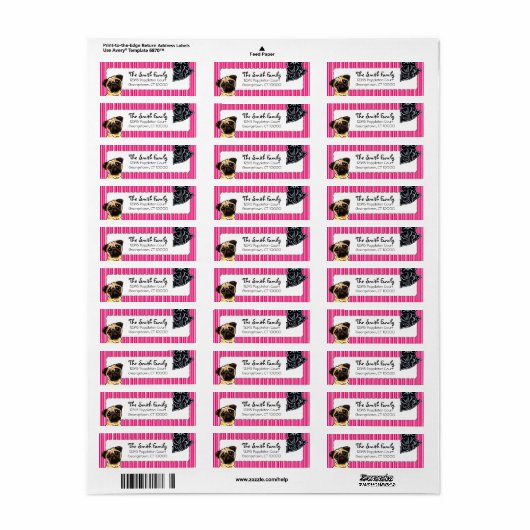 Schwarzer Mops Mops nach oben Rosa Streifen (Vorne)