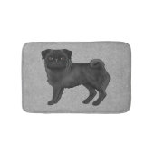 Schwarzer Mops Mops Zucht Hund Cartoon Illustratio Badematte (Vorderseite)