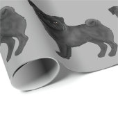 Schwarzer Mops Niedlich Cartoon Dog Design Muster Geschenkpapier (Rolleneckpunkt)