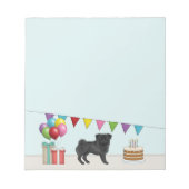 Schwarzer Mops Niedlich Cartoon Hund farbenfroh Ge Notizblock (Vorderseite)