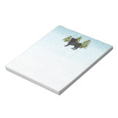 Schwarzer Mops Niedlicher Cartoon Dog Schneewald Notizblock (Rotiert)