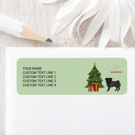 Schwarzer Mops Niedlicher Cartoon Hund mit einem W (Insitu)