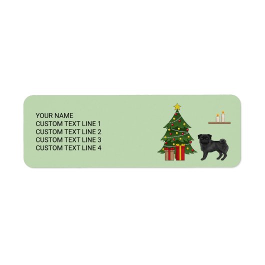 Schwarzer Mops Niedlicher Cartoon Hund mit einem W (Vorne)