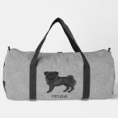 Schwarzer Mops Niedlicher Cartoon Hund mit Individ Duffle Bag (Vorderseite)