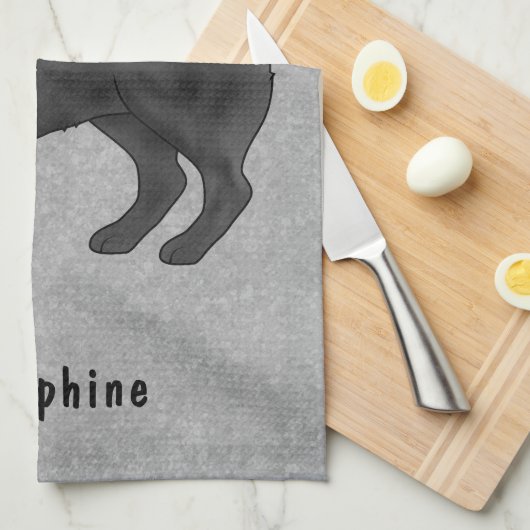 Schwarzer Mops Niedlicher Cartoon Hund mit Individ Geschirrtuch (Viertel Falte)