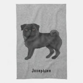 Schwarzer Mops Niedlicher Cartoon Hund mit Individ Geschirrtuch (Vertikal)