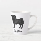 Schwarzer Mops Niedlicher Cartoon Hund mit Individ Milchtasse (Rechts)