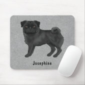 Schwarzer Mops Niedlicher Cartoon Hund mit Individ Mousepad (Mit Mouse)