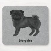 Schwarzer Mops Niedlicher Cartoon Hund mit Individ Mousepad (Vorne)
