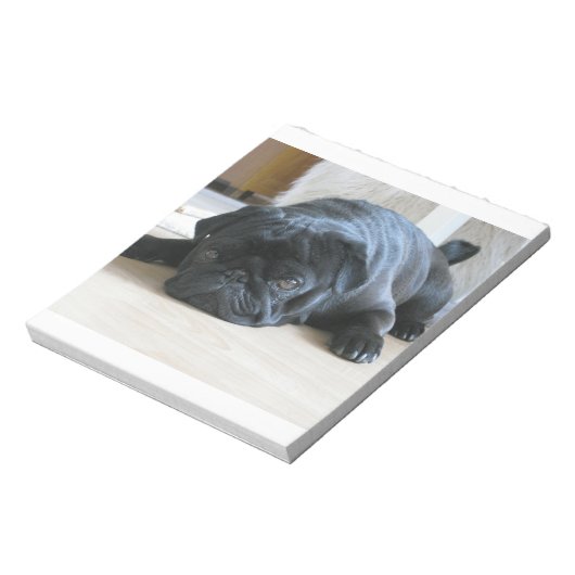 Schwarzer Mops Notizblock (Rotiert)