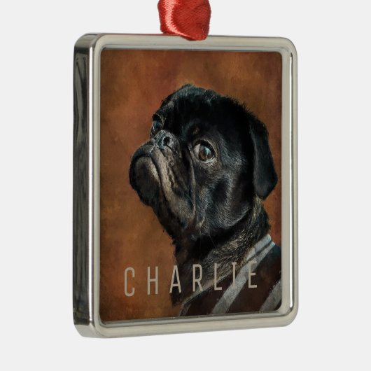 Schwarzer Mops Ornament Aus Metall (Rechts)