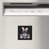Schwarzer Mops-Osterhase-Eier süße Frühlingsblumen Magnet (In Situ (Geschirrspüler))