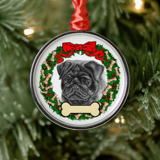 Schwarzer Mops - Personalisieren Sie Ihre Bestellu Ornament Aus Metall (Baum)