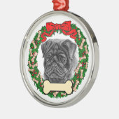 Schwarzer Mops - Personalisieren Sie Ihre Bestellu Ornament Aus Metall (Links)