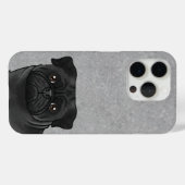 Schwarzer Mops Rasse Hund Kopf Nah auf grau Case-Mate iPhone Hülle (Rückseite (Horizontal))