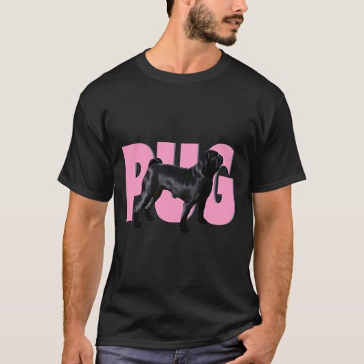 Schwarzer Mops - Rosa Mops Klassiker  429 T-Shirt (Vorderseite)