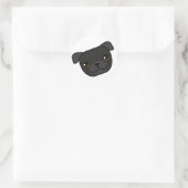 Schwarzer Mops Runder Aufkleber (Tasche)