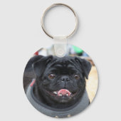 Schwarzer Mops Schlüsselanhänger (Vorderseite)