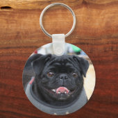 Schwarzer Mops Schlüsselanhänger (Vorderseite)