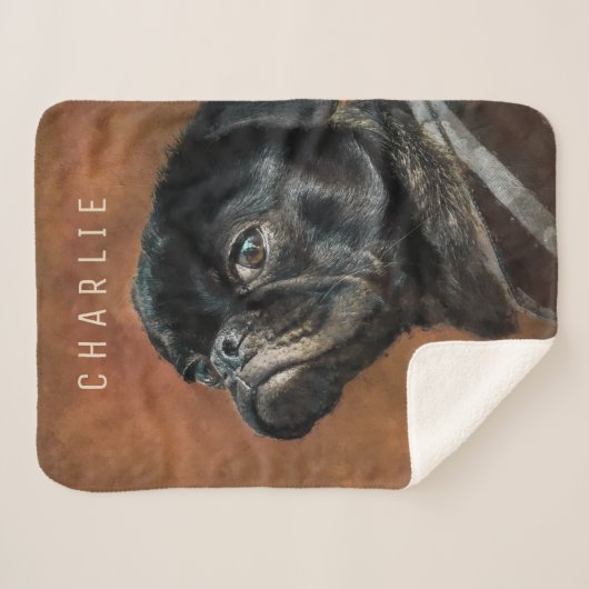 Schwarzer Mops Sherpadecke (Vorderseite (Horizontal))