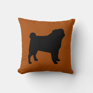 Schwarzer Mops Silhouette Burnt Orange   Dog Lover Kissen