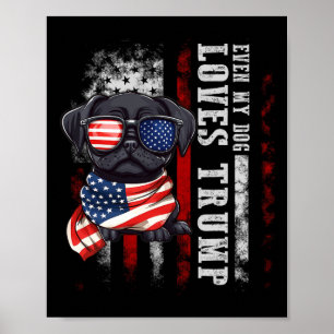 Schwarzer Mops sogar mein Hund Lieben Trump Funny Poster
