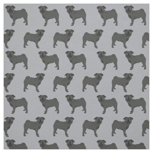 Schwarzer Mops Stoff (Muster)