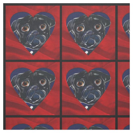 Schwarzer Mops Stoff (Muster)