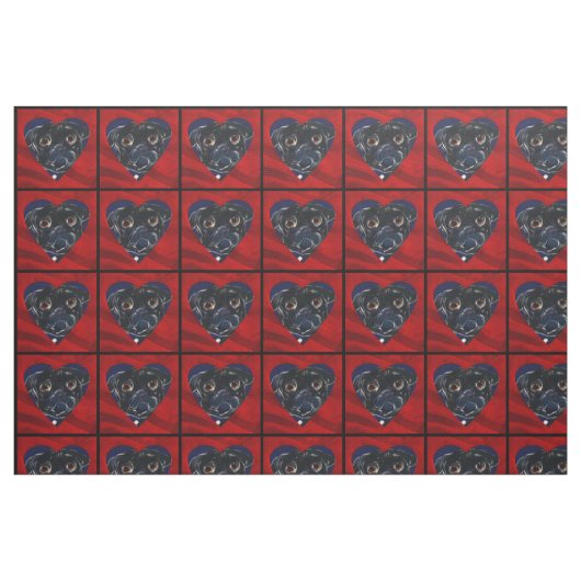 Schwarzer Mops Stoff (Fat Quarter (45,7 x 55,9 cm))