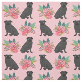 Schwarzer Mops Stoff (Muster)