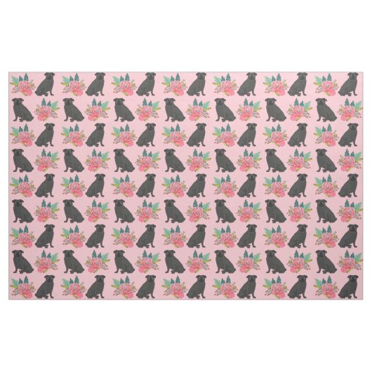 Schwarzer Mops Stoff (Fat Quarter (45,7 x 55,9 cm))