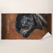 Schwarzer Mops Strandtuch (Vorderseite)