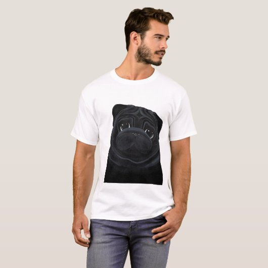 Schwarzer Mops-T - Shirt (Vorne ganz)