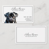 Schwarzer Mops Wasserfarbe Wanderung Visitenkarte (Vorne/Hinten)