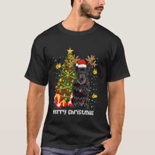 Schwarzer Mops Weihnachtsbaum Lichter Weihnachten  T-Shirt