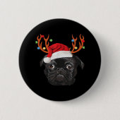 Schwarzer Mops Weihnachtsmann Weihnachtsmann Weihn Button (Vorderseite)