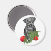 Schwarzer Mops Welpe Adventure Weihnachten Kunst Magnet (Vorderseite/Rückseite)
