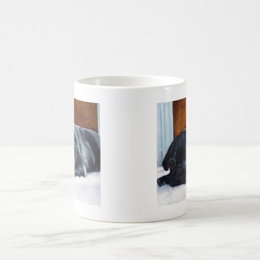 Schwarzer Mops-Welpe Kaffeetasse (Mittel)